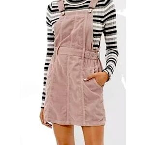 American Eagle brown Corduroy Overall jumper Dress \ Skirtall Size LARGE NWT